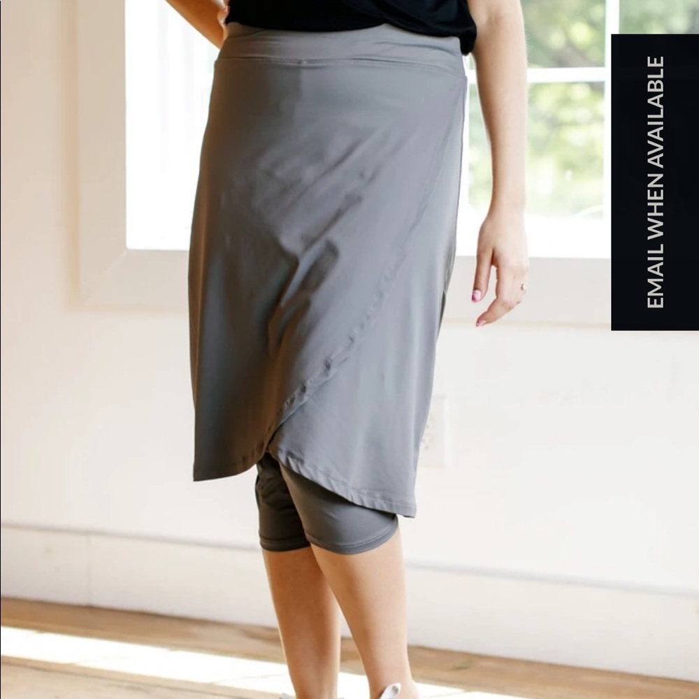 Main Street exchange faux wrap athletic skirt with leggings